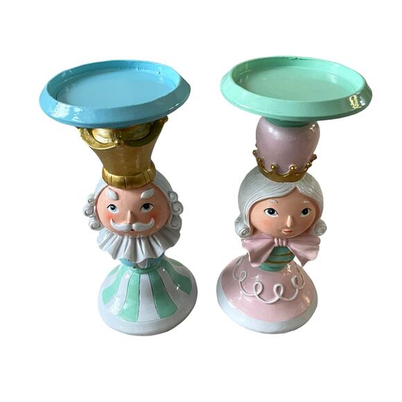 Cupcakes and Cashmere King & Queen Candle Holders Holiday Nutcracker Pastel New - Picture 14 of 16